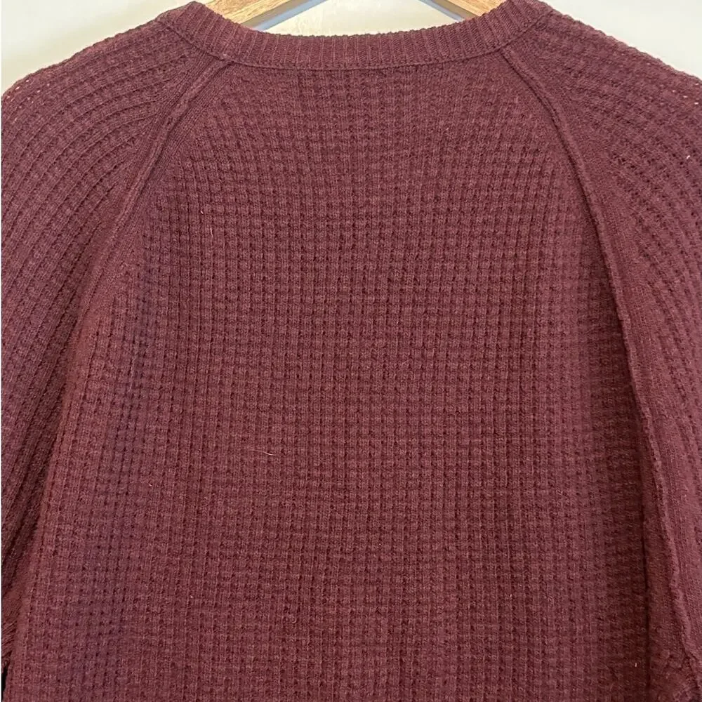 Banana Republic Men's Merino Wool Burgundy Waffle Knit Sweater Sz XL Crewneck